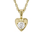 White Lab-Grown Diamond VS F-G 14K Yellow Gold Over Silver Solitaire Heart Pendant With Chain 0.20ct