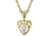 White Lab-Grown Diamond VS F-G 14K Yellow Gold Over Silver Solitaire Heart Pendant With Chain 0.20ct