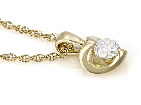 White Lab-Grown Diamond VS F-G 14K Yellow Gold Over Silver Solitaire Heart Pendant With Chain 0.20ct