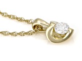 White Lab-Grown Diamond VS F-G 14K Yellow Gold Over Silver Solitaire Heart Pendant With Chain 0.20ct