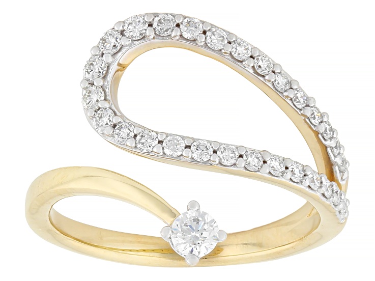 White Lab-Grown Diamond SI F-G 14K Yellow Gold Over Sterling Silver Ring 0.50ctw