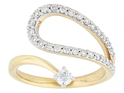 White Lab-Grown Diamond SI F-G 14K Yellow Gold Over Sterling Silver Ring 0.50ctw