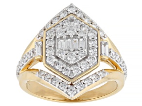 White Lab-Grown Diamond SI F-G 14K Yellow Gold Over Sterling Silver Ring 1.05ctw