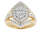 White Lab-Grown Diamond SI F-G 14K Yellow Gold Over Sterling Silver Ring 1.05ctw