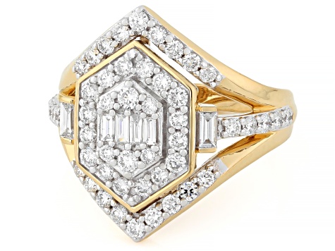 White Lab-Grown Diamond SI F-G 14K Yellow Gold Over Sterling Silver Ring 1.05ctw