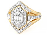 White Lab-Grown Diamond SI F-G 14K Yellow Gold Over Sterling Silver Ring 1.05ctw