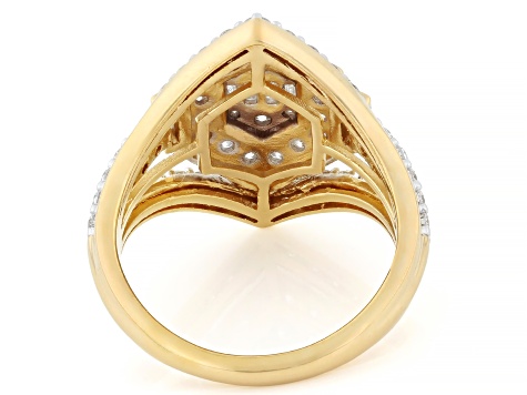 White Lab-Grown Diamond SI F-G 14K Yellow Gold Over Sterling Silver Ring 1.05ctw