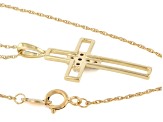 White Lab-Grown Diamond H SI 14K Yellow Gold Over Silver Cross Pendant With Chain 0.10ctw