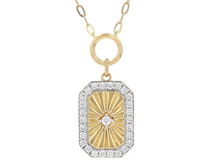 White Lab-Grown Diamond SI F-G 14K Yellow Gold Over Sterling Silver Station Necklace 0.50ctw