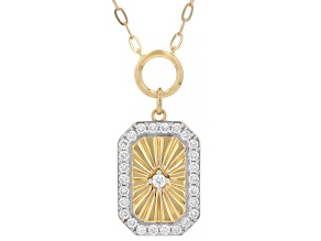 White Lab-Grown Diamond SI F-G 14K Yellow Gold Over Sterling Silver Station Necklace 0.50ctw