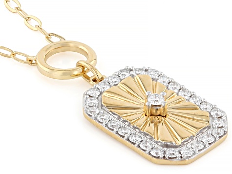 White Lab-Grown Diamond SI F-G 14K Yellow Gold Over Sterling Silver Station Necklace 0.50ctw