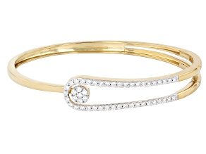 White Lab-Grown Diamond SI F-G 14K Yellow Gold Over Sterling Silver Bangle Bracelet 1.00ctw