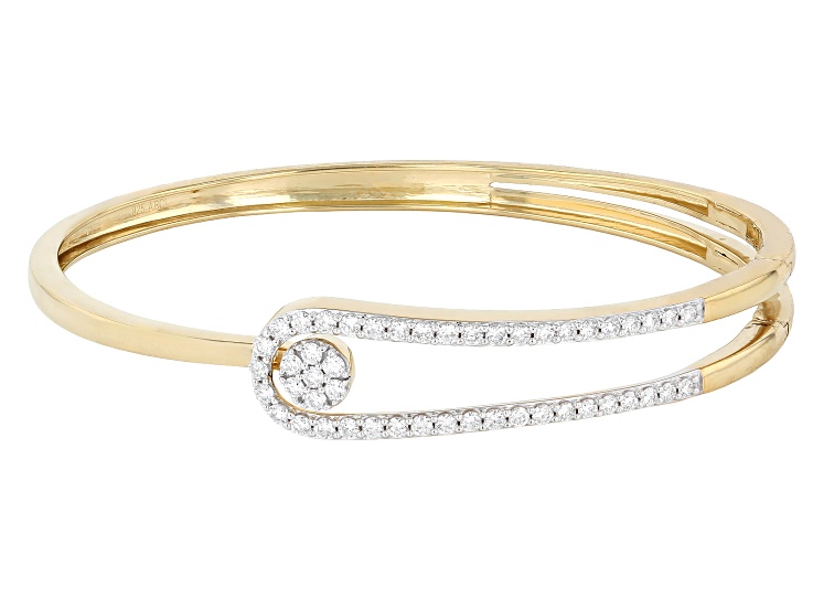 White Lab-Grown Diamond SI F-G 14K Yellow Gold Over Sterling Silver Bangle Bracelet 1.00ctw