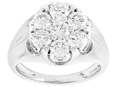 White Lab-Grown Diamond VS F-G Rhodium Over Sterling Silver Ring 1.80ctw