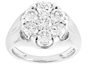 White Lab-Grown Diamond VS F-G Rhodium Over Sterling Silver Ring 1.80ctw