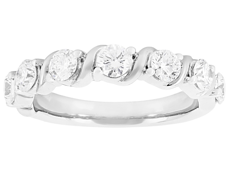 White Lab-Grown Diamond SI F-G Rhodium Over Sterling Silver Band Ring 1.00ctw