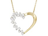 White Lab-Grown Diamond SI F-G 14K Yellow Gold Over Sterling Silver Heart Station Necklace 0.35ctw