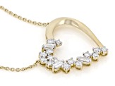 White Lab-Grown Diamond SI F-G 14K Yellow Gold Over Sterling Silver Heart Station Necklace 0.35ctw