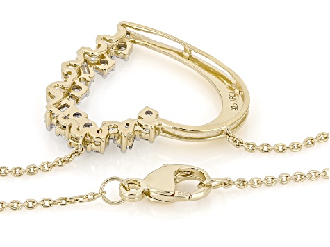 White Lab-Grown Diamond SI F-G 14K Yellow Gold Over Sterling Silver Heart Station Necklace 0.35ctw