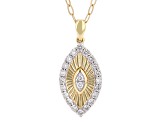 White Lab-Grown Diamond SI F-G 14K Yellow Gold Ove Silver Dangle Pendant With/Chain 0.50ctw