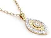 White Lab-Grown Diamond SI F-G 14K Yellow Gold Ove Silver Dangle Pendant With/Chain 0.50ctw