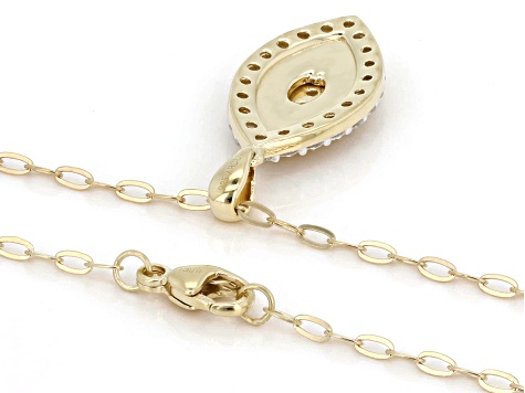 White Lab-Grown Diamond SI F-G 14K Yellow Gold Ove Silver Dangle Pendant With/Chain 0.50ctw