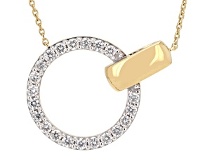 White Lab-Grown Diamond SI F-G 14K Yellow Gold Over Sterling Silver Circle Station Necklace 0.50ctw