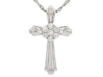 White Lab-Grown Diamond H SI Rhodium Over Sterling Silver Cross Pendant With Chain 0.50ctw