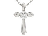 White Lab-Grown Diamond H SI Rhodium Over Sterling Silver Cross Pendant With Chain 0.50ctw