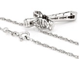 White Lab-Grown Diamond H SI Rhodium Over Sterling Silver Cross Pendant With Chain 0.50ctw