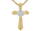 White Lab-Grown Diamond H SI 14K Yellow Gold Over Sterling Silver Cross Pendant With Chain 0.50ctw
