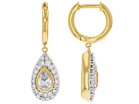 White Lab-Grown Diamond H SI 14K Yellow Gold Over Sterling Silver Earrings 1.50ctw