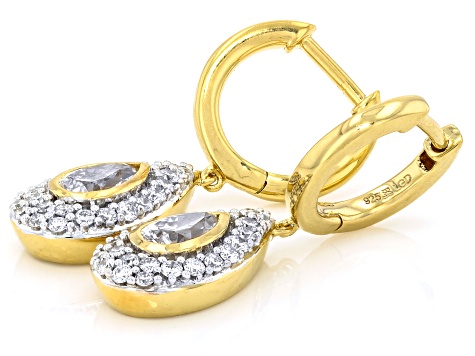 White Lab-Grown Diamond H SI 14K Yellow Gold Over Sterling Silver Earrings 1.50ctw