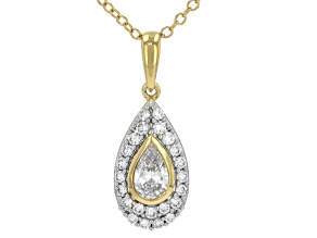 White Lab-Grown Diamond H SI 14k Yellow Gold Over Sterling Silver Pendant With Chain 0.75ctw
