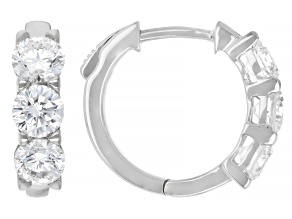 White Lab-Grown Diamond H SI2 Rhodium Over Sterling Silver Huggie Earrings 2.00ctw