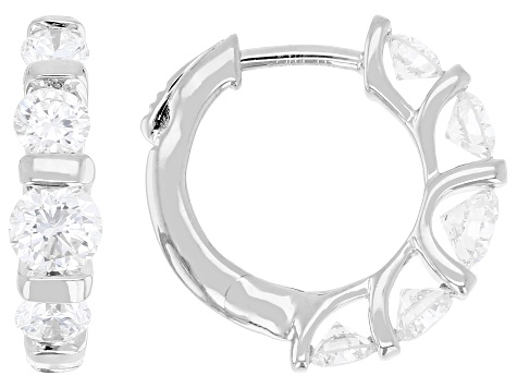 White Lab-Grown Diamond H SI2 Rhodium Over Sterling Silver Huggie Earrings 2.00ctw
