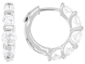 White Lab-Grown Diamond H SI2 Rhodium Over Sterling Silver Huggie Earrings 2.00ctw