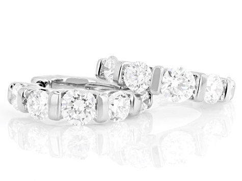 White Lab-Grown Diamond H SI2 Rhodium Over Sterling Silver Huggie Earrings 2.00ctw