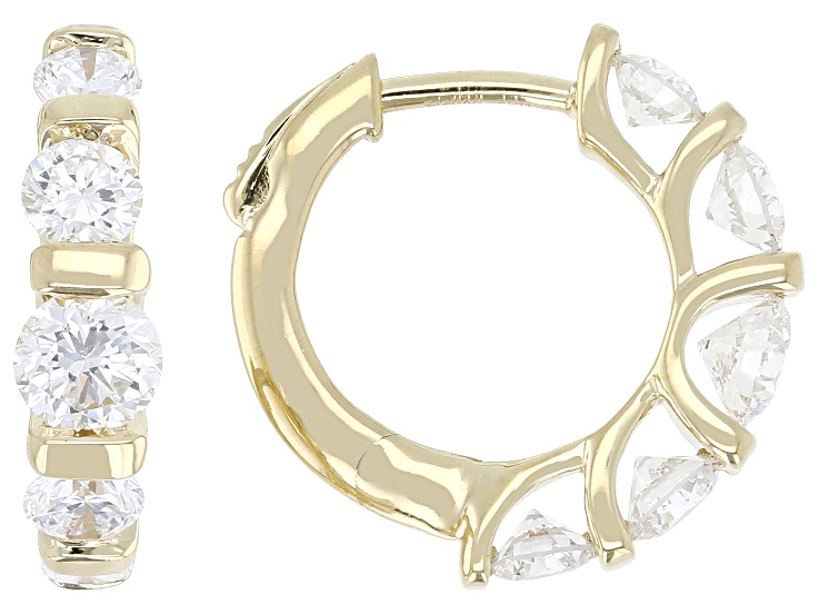 White Lab-Grown Diamond H SI2 14K Yellow Gold Over Sterling Silver Huggie Earrings 2.00ctw
