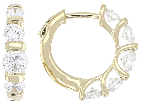 White Lab-Grown Diamond H SI2 14K Yellow Gold Over Sterling Silver Huggie Earrings 2.00ctw