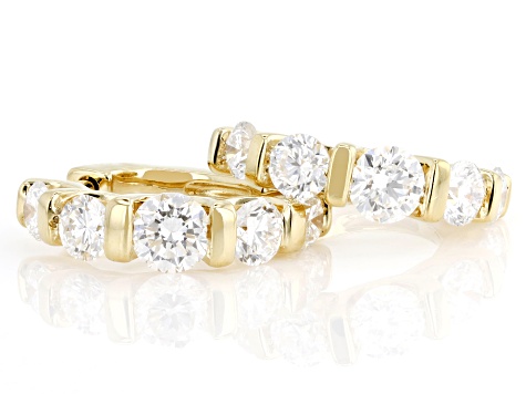 White Lab-Grown Diamond H SI2 14K Yellow Gold Over Sterling Silver Huggie Earrings 2.00ctw