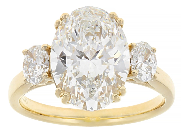 Certified White Lab-Grown Diamond G VS2 14K Yellow Gold 3-Stone Ring 5.00ctw