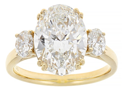 Certified White Lab-Grown Diamond G VS2 14K Yellow Gold 3-Stone Ring 5.00ctw