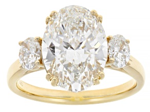 Certified White Lab-Grown Diamond G VS2 14K Yellow Gold 3-Stone Ring 5.00ctw