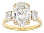 Certified White Lab-Grown Diamond G VS2 14K Yellow Gold 3-Stone Ring 5.00ctw