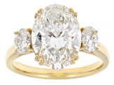 Certified White Lab-Grown Diamond G VS2 14K Yellow Gold 3-Stone Ring 5.00ctw