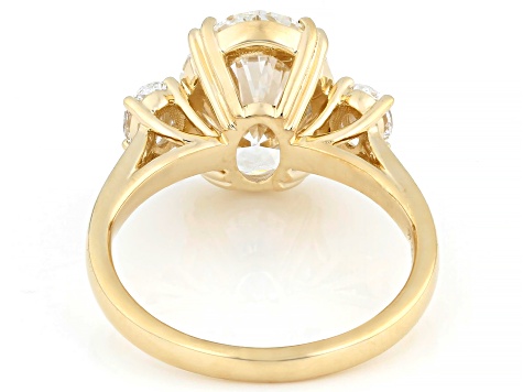 Certified White Lab-Grown Diamond G VS2 14K Yellow Gold 3-Stone Ring 5.00ctw