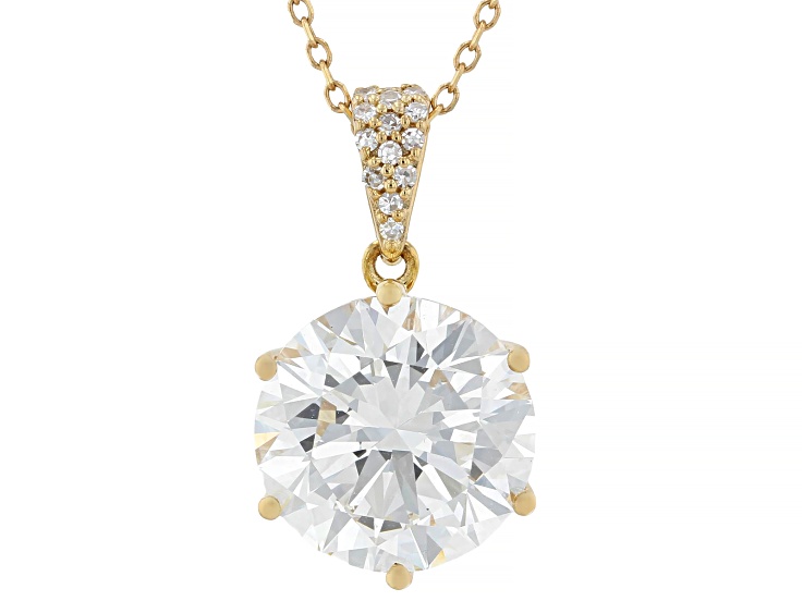 Certified White Lab-Grown Diamond G VS2 14K Yellow Gold Pendant With Chain 5.05ctw