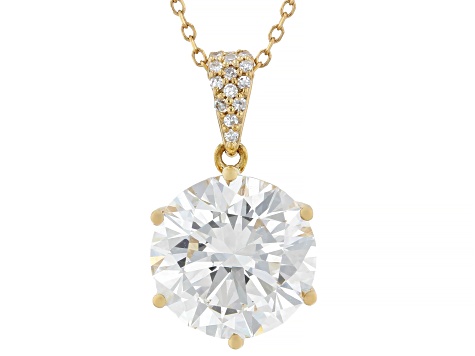 Certified White Lab-Grown Diamond G VS2 14K Yellow Gold Pendant With Chain 5.05ctw