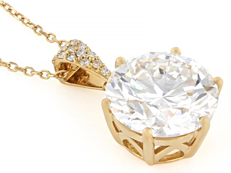 Certified White Lab-Grown Diamond G VS2 14K Yellow Gold Pendant With Chain 5.05ctw